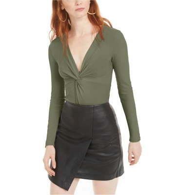 bar III Womens Twisted Front Bodysuit Jumpsuit