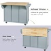 Rubberwood Kitchen Island Cart with Fold-Down Counter, Storage, Drawers, & Casters - 3 of 4