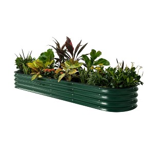 Vego Garden 9-in-1 Modular Rectangular Metal Outdoor Raised Garden Bed Olive Green 42"x78"x11" - 1 of 4