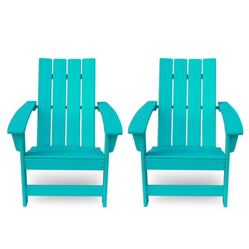 Encino 2pk Resin Contemporary Adirondack Chairs - Teal - Christopher Knight Home, 1 of 10