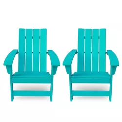Encino 2pk Resin Contemporary Adirondack Chairs - Teal - Christopher Knight Home