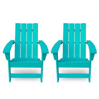 Encino 2pk Resin Contemporary Adirondack Chairs - Teal - Christopher Knight Home