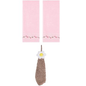 REGALWOVEN 3 Pcs Floral Soft Absorbent Hand Towel for Bathroom Kitchen - 1 of 4