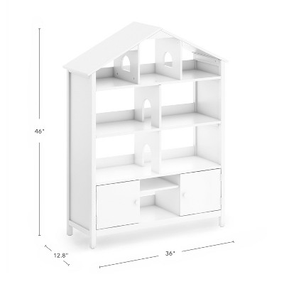 Creamy White Kids' Dollhouse Bookcase with Storage