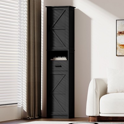 KTMBDW 69" Tall Bathroom Storage Cabinet with 2 Doors and 1 Drawer,Narrow Storage Unit,Adjustable Shelves for Bathroom,Living Room,Entryway