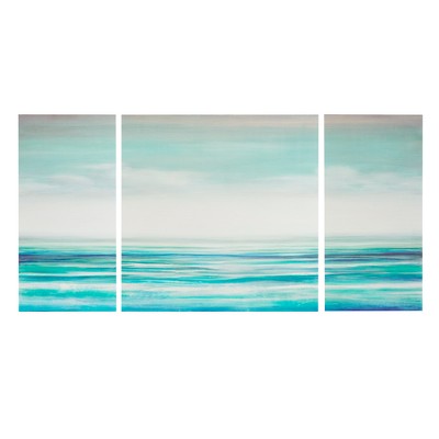 (Set of 3) 30" Height Teal Tides Gel Coat Canvas Decorative Wall Art Set Blue