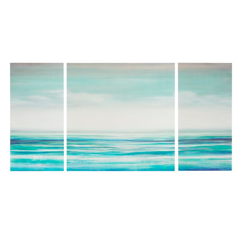 (Set of 3) 30&#34; Height Teal Tides Gel Coat Canvas Decorative Wall Art Set Blue, 1 of 8