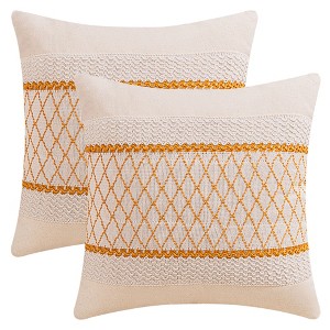 REGALWOVEN Geometry Weave Patchwork Throw Pillow Covers for Sofa Farmhouse Living Room Decor 2 Pcs - 1 of 4