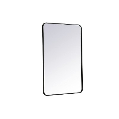 Contemporary Frameless Metal Rectangular Mirror 28x42 in Black