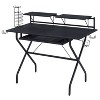 Vynxaria Black Computer Desk - Keyboard Tray, 2 Headset Hooks, Game Rack, Wooden Top & Sturdy Metal Frame - 4 of 4