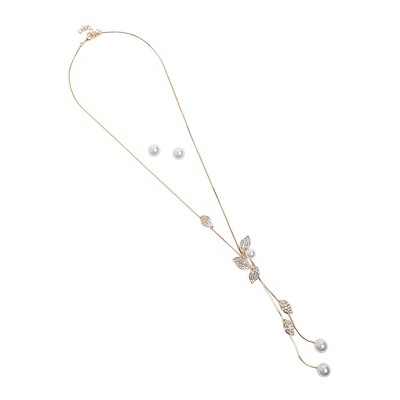 SOHI Women's Crystal Silver Leaf Drop Negligee Necklace