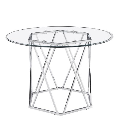 Escondido 48" Round Glass Top Dining Table with Chrome Base