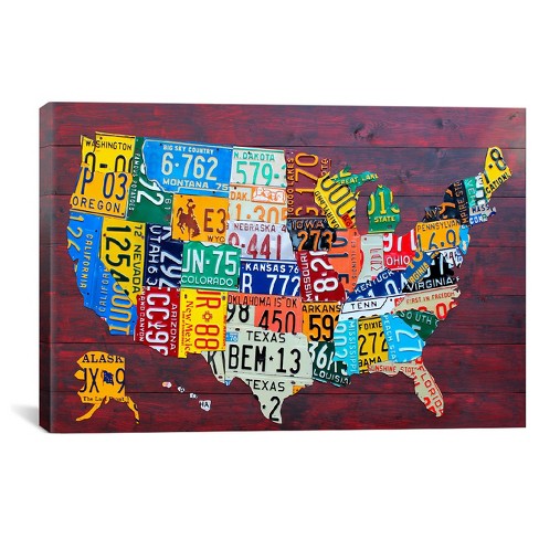 Canvas Map Of Usa License Plate Map USA By David Bowman Canvas Print : Target