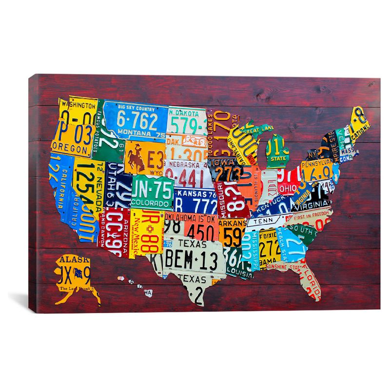 License Plate Map USA by David Bowman Canvas Print, 1 of 5