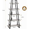 5-Shelf Trapezoidal Bookshelf,Vertical Display Shelf with Metal Supports,Open Rustic Bookshelf,Living Room,Office,Kitchen - 3 of 4