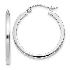 Black Bow Jewelry 2mm, 14k White Gold, Polished Square Tube Hoops, 25mm (1 Inch) - 1 of 4