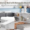 BABYYER Twin Size Corner Bed Frame with Upholstered Headboard, L-Shaped Solid Wood Platform Bed with 2 Drawers and Rotatable Storage Board - 2 of 4