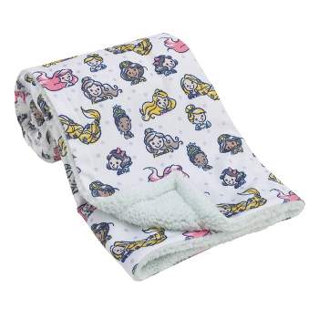 Disney Princess Super Soft Baby Reversible Blanket with Faux Shearling - Black
