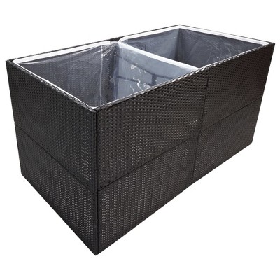 Large Black Poly Rattan Outdoor Garden Planter