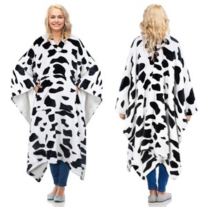 Women's Fuzzy Plush Fleece Full Lined Wrap Sweaters, Adult Wearable Blanket Cape, Super Warm Soft Cozy Gift for her - Catalonia - 1 of 4