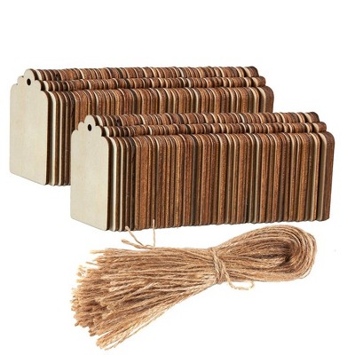 50x Wooden Pieces Hanging Gift Tags With Rope For Wedding Decor DIY Crafts