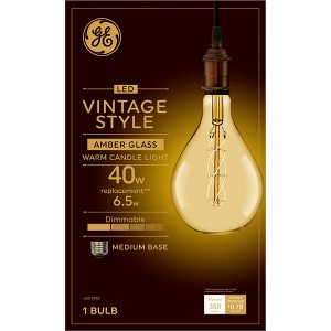 GE 40W Vintage Style PS52 LED Light Bulb Amber Glass - 1 of 4