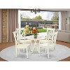 HomeStock 5-Piece Linen White Finish Solid Wood Top Dining table with 4 Chairs with Drop Leaf Lattice Back - 2 of 4