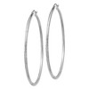 Black Bow Jewelry 2mm x 60mm 14k White Gold Satin & Diamond-Cut Round Hoop Earrings - 2 of 4