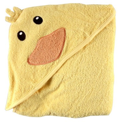 Luvable Friends Baby Unisex Cotton Animal Face Hooded Towel, Duck, One Size