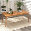 Tangkula Outdoor Acacia Wood Dining Table for 8 People 79” x 35” Rectangular Patio Bistro Table with Built-in Umbrella Hole Picnic Table for Porch - image 2 of 4