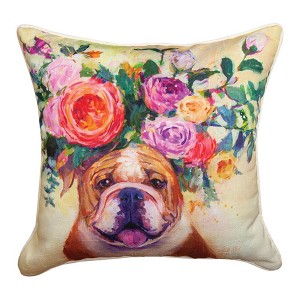 18 Inch Polyester Pillow – Dogs in Bloom Design by Manual Woodworkers and Weavers - 1 of 3
