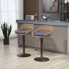 Sapphtopaz Modern Rattan Bar Stools Set of 2 with Seat Upholstered Adjustable Height Counter Swivel Bar Stools with Footrest for Kitchen Island - 4 of 4