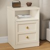 Heynemo Beige Nightstand Set of 2, End Table with Storage Shelf and Door, Faux two-drawer Design Side Table , Modern Night Stand for Bedroom Dorm - 2 of 4