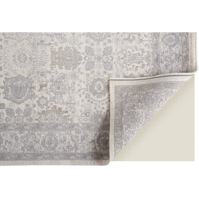 Rectangular Gray and Beige Synthetic Easy Care Area Rug