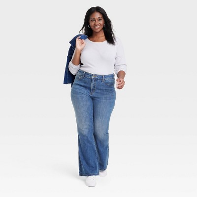 Ava & Viv Womens Plus High Rise 32" Fit Full Flare Jeans - Picture 5 of 21