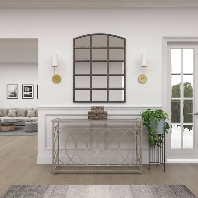 Silver Metal and Glass Geometric Console Table