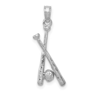 Black Bow Jewelry 14k White Gold Baseball Bats and Ball Pendant - 1 of 4