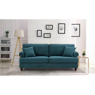 Upholstered 3 Seat/Loveseat/1 Seat Sofa Couches with Nailhead Accents, Scrolled Armrests, and Turned Legs-ModernLuxe