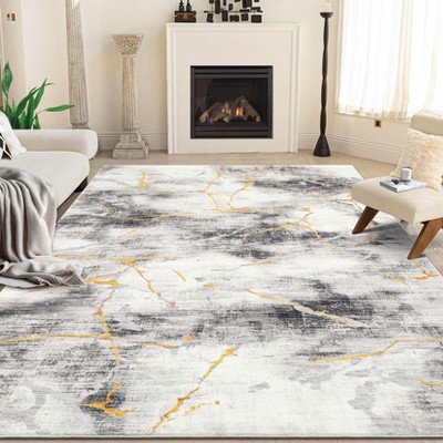 Washable Runner Rug – Modern Non-Slip Abstract Marbled Indoor Carpet for Kitchen, Hallway, Bathroom