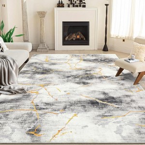 Washable Runner Rug – Modern Non-Slip Abstract Marbled Indoor Carpet for Kitchen, Hallway, Bathroom - 1 of 4