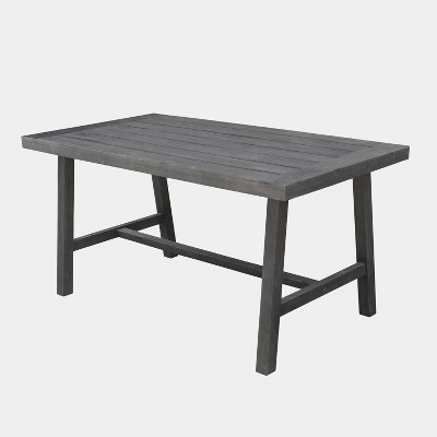  Malibu Rectangle Outdoor Patio Picnic Dining Table - Gray - Vifah 