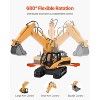 15-Channel RC Excavator 1:14 Scale, 3-in-1 Metal Bucket Digger with Light & Sound, 2 Batteries for Kids - 4 of 4