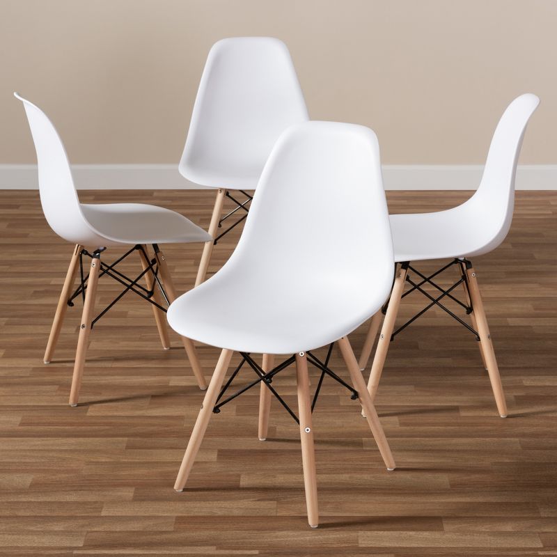 Set of 4 Sydnea Mid Century Modern Acrylic Wood Finished Dining Chairs White - Baxton Studio, 5 of 9