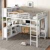 Queen Size Loft Bed with L-shaped Desk, Storage Cubes and Shelves - 2 of 4