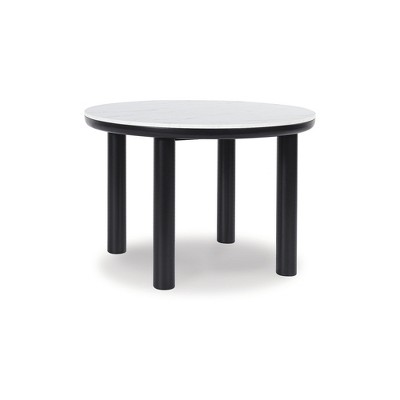 Signature Design by Ashley Xandrum Round Dining Room Table with Faux Marble Top, Black