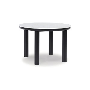 Signature Design by Ashley Xandrum Round Dining Room Table with Faux Marble Top, Black - 1 of 4