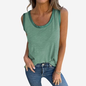 Amaryllis Women’s Sleeveless Tank Top Lightweight Relaxed Fit Casual Everyday Wear Basic Scoop Neck - 1 of 4