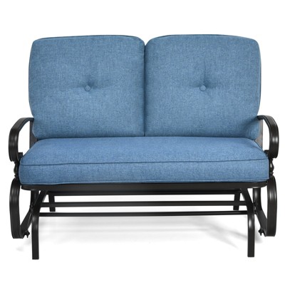 Tangkula 2-Person Outdoor Bench Patio Swing Glider Chair with Cushions Rocking Chair Cushioned Sofa