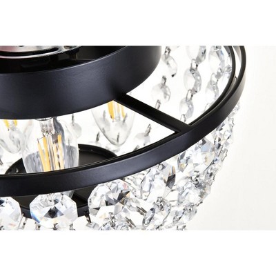 Cora 10-Inch Black Iron and Crystal Flush Mount Light