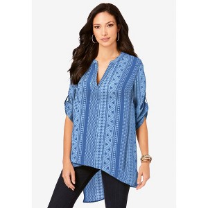 Roaman's Women's Plus Size Geometric Tunic - 1 of 4